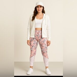 CALIA White Pink Floral Print
Mesh Cutout Leggings size medium